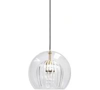 FZQSXAZU Nordic Classical Blown Glass Pendant Light Kitchen Island Double Ribbed Clear Shade Mini Lighting E27 Industrial Modern Ceiling Hanging Lamp Globe for Bedroom Restaurant Loft Made