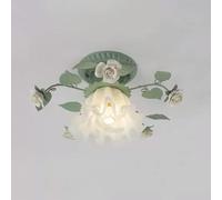 FZQSXAZU Semi Flush Mount Ceiling Light, White Glass Flower Nordic Modern Hallway Vintage Bathroom Lighting Fixture, for Entryway Porch Farmhouse Kitchen(Green)