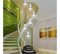 FZQSXAZU Spiral Staircase Retro Stair Light Long Moderm Industrial Style Complex Building Apartment Ceiling Lamp Wrought Iron Pendant