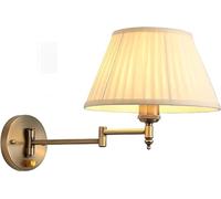 FZQSXAZU Swing Arm Wall Lamp, Sconces with Rotary Switch & White Pleated Fabric Shade, Adjustable Lights Mounted Light Retro Classic for Hallway Bedroom Living Room