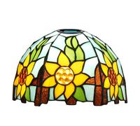 FZQSXAZU Tiffany Lamp Shade Replacement, 8 Inch Small Stained Glass Ceiling Light Only Blue Sunflowers Vintage Style Art Deco for Pendant Wall Lamps Chandelier