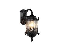 FZQSXAZU Wall Lamps Sconces Upside Down Lantern Outdoor Waterproof Sconce Lamp Antique Aisle Glass Light Garden Outside(Noir)