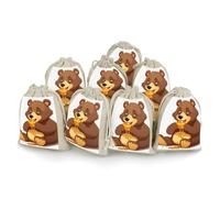 FZQVSGW 8 Pack Favors Bags Bear Eating Burlap Bags Reusable Drawstring Gift Bag for Party Decorations