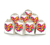 FZQVSGW 8 Pack Favors Bags Colourful Heart Burlap Bags Reusable Drawstring Gift Bag for Party Decorations