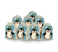 FZQVSGW 8 Pack Favors Bags Cute Penguin Print Burlap Bags Reusable Drawstring Gift Bag for Party Decorations