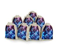 FZQVSGW 8 Pack Favors Bags DNA Genetic Helix Burlap Bags Reusable Drawstring Gift Bag for Party Decorations
