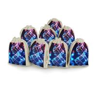 FZQVSGW 8 Pack Favors Bags DNA Genetic Helix Burlap Bags Reusable Drawstring Gift Bag for Party Decorations