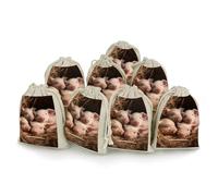 FZQVSGW 8 Pack Favors Bags Four Little Pigs Burlap Bags Reusable Drawstring Gift Bag for Party Decorations