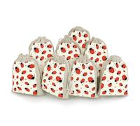 FZQVSGW 8 Pack Favors Bags Ladybugs Pattern Infinite Speckled Burlap Bags Reusable Drawstring Gift Bag for Party Decorations