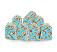 FZQVSGW 8 Pack Favors Bags Light Blue Pizza Slice Burlap Bags Reusable Drawstring Gift Bag for Party Decorations