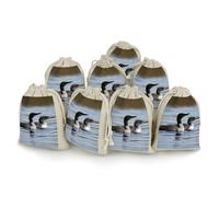 FZQVSGW 8 Pack Favors Bags Loon Birds Burlap Bags Reusable Drawstring Gift Bag for Party Decorations