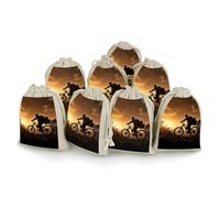 FZQVSGW 8 Pack Favors Bags Mountain Bike in The Evening Burlap Bags Reusable Drawstring Gift Bag for Party Decorations