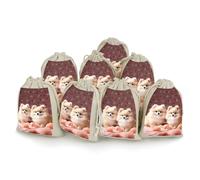 FZQVSGW 8 Pack Favors Bags Pomeranians Puppies And Point Burlap Bags Reusable Drawstring Gift Bag for Party Decorations