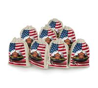 FZQVSGW 8 Pack Favors Bags Red Stripe Firefighter USA Flag Burlap Bags Reusable Drawstring Gift Bag for Party Decorations