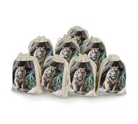 FZQVSGW 8 Pack Favors Bags Tiger in The Zoo Burlap Bags Reusable Drawstring Gift Bag for Party Decorations