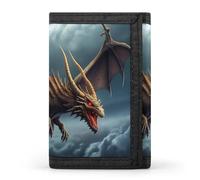 FZQVSGW A Full Pizza Trifold Wallet Coin Purse With 8 Card Slots Credit Card Holder Divided Billfold Wallet, Flying Dragon, One Size, Modern