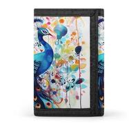 FZQVSGW A Full Pizza Trifold Wallet Coin Purse With 8 Card Slots Credit Card Holder Divided Billfold Wallet, Color Peacock, One Size, Modern
