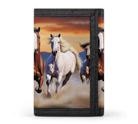 FZQVSGW A Full Pizza Trifold Wallet Coin Purse With 8 Card Slots Credit Card Holder Divided Billfold Wallet, Running Horses, One Size, Modern