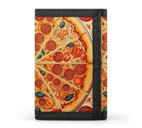 FZQVSGW A Full Pizza Trifold Wallet Coin Purse With 8 Card Slots Credit Card Holder Divided Billfold Wallet, A Full Pizza, One Size, Modern