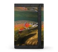 FZQVSGW Bird Fire And Water Trifold Wallet Coin Purse With 8 Card Slots Credit Card Holder Divided Billfold Wallet, Brook Trout Fly Fishing, One Size, Modern