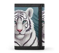 FZQVSGW Bird Fire And Water Trifold Wallet Coin Purse With 8 Card Slots Credit Card Holder Divided Billfold Wallet, Cute White Tiger, One Size, Modern