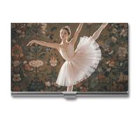 FZQVSGW Business Card Holder, Metal Slim Business Card Case, Germany Flag Eagle Pocket Cards Holder for Women Or Men, Professional Purse Name Card Holder, Buckle Style Shut, Ballerina Dance, One Size