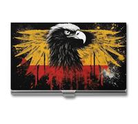 FZQVSGW Business Card Holder, Metal Slim Business Card Case, Germany Flag Eagle Pocket Cards Holder for Women Or Men, Professional Purse Name Card Holder, Buckle Style Shut