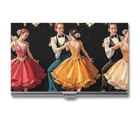 FZQVSGW Business Card Holder, Metal Slim Business Card Case, Germany Flag Eagle Pocket Cards Holder for Women Or Men, Professional Purse Name Card Holder, Buckle Style Shut, Ballroom Dance Small