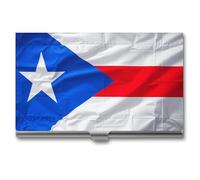 FZQVSGW Business Card Holder, Metal Slim Business Card Case, Puerto Rico Flag Pocket Cards Holder for Women Or Men, Professional Purse Name Card Holder, Buckle Style Shut