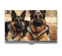 FZQVSGW Business Card Holder Professional Business Card Case Metal Name Card Holder Art Business Card German Shepherd Dog Organizer Slim Pocket Card Holders for Men Women Office Accessories