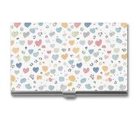 FZQVSGW Business Card Holder Professional Business Card Case Metal Name Card Holder Art Business Card Contains Many Hearts Organizer Slim Pocket Card Holders for Men Women Office Accessories