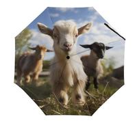 FZQVSGW Cute Goat Umbrellas for Rain Portable Travel Umbrellas Lightweight Automatic Windproof Folding Umbrella Compact Outdoor Beach Umbrella for Women, Men