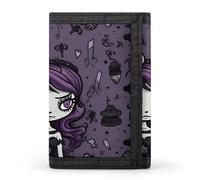 FZQVSGW Cypress Trees Outdoors Trifold Wallet Coin Purse With 8 Card Slots Credit Card Holder Divided Billfold Wallet, Purple Black Goth Spooky, One Size, Modern