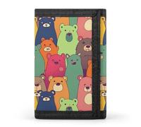 FZQVSGW Cypress Trees Outdoors Trifold Wallet Coin Purse With 8 Card Slots Credit Card Holder Divided Billfold Wallet, Colorful Bears, One Size, Modern
