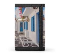 FZQVSGW Dove Sun Art Trifold Wallet Coin Purse With 8 Card Slots Credit Card Holder Divided Billfold Wallet, Greece Street, One Size, Modern