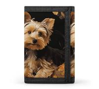 FZQVSGW Egyptian Pyramids Trifold Wallet Coin Purse With 8 Card Slots Credit Card Holder Divided Billfold Wallet, Yorkshire Terrier in the Cave, One Size, Modern