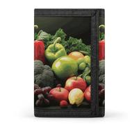 FZQVSGW Funny Green Frogs Trifold Wallet Coin Purse With 8 Card Slots Credit Card Holder Divided Billfold Wallet, Fruits and vegetables, One Size, Modern