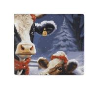 FZQVSGW German Shepherd Dog Wallet, Leather Bifold Wallet, Slim And Stylish PU Card Holder, Small Coin Purse, christmas snow Cow, One Size