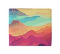 FZQVSGW Gingerbread House Wallet, Leather Bifold Wallet, Slim And Stylish PU Card Holder, Small Coin Purse, Color Mountain Gradient, One Size