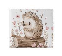 FZQVSGW Gingerbread House Wallet, Leather Bifold Wallet, Slim And Stylish PU Card Holder, Small Coin Purse, Hedgehog Sitting on Top, One Size