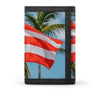 FZQVSGW Harp Seal Painting Trifold Wallet Coin Purse With 8 Card Slots Credit Card Holder Divided Billfold Wallet, Puerto Rico Flags Frog Palm Trees, One Size, Modern