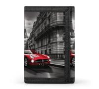 FZQVSGW Las Vegas Night Trifold Wallet Coin Purse With 8 Card Slots Credit Card Holder Divided Billfold Wallet, City Street Red Car, One Size, Modern