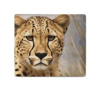 FZQVSGW Leather Wallet for Men Cherry Blossom Bifold Wallet PU Card Holder Small Credit Card Holder Stylish Small Coin Purse for Women, Cool Leopard, One Size