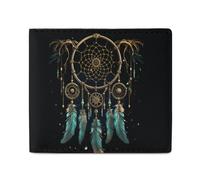 FZQVSGW Leather Wallet for Men Dachshund Hot Air Balloon Bifold Wallet PU Card Holder Small Credit Card Holder Stylish Small Coin Purse for Women, Dark dream catcher, One Size