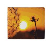 FZQVSGW Leather Wallet for Men Snow Animal Polar Bear Bifold Wallet PU Card Holder Small Credit Card Holder Stylish Small Coin Purse for Women, Sunset Dandelion, One Size