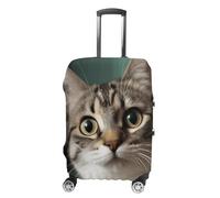 FZQVSGW Luggage Cover for Travel A Curious Cat Fashion Luggage Covers Washable Stretch Suitcases Protector Fits 19-32 Inch Luggage, white, L