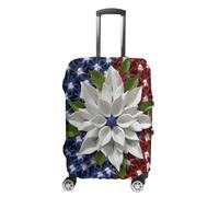 FZQVSGW Luggage Cover for Travel America Patriotic Flower Fashion Luggage Covers Washable Stretch Suitcases Protector Fits 19-32 Inch Luggage, white, M