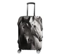 FZQVSGW Luggage Cover for Travel Black And White Horses Fashion Luggage Covers Washable Stretch Suitcases Protector Fits 19-32 Inch Luggage, white, L
