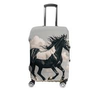 FZQVSGW Luggage Cover for Travel Black And White Horses Running Fashion Luggage Covers Washable Stretch Suitcases Protector Fits 19-32 Inch Luggage, white, L
