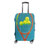FZQVSGW Luggage Cover for Travel Funny Tennis Racquets And Tennis Balls Fashion Luggage Covers Washable Stretch Suitcases Protector Fits 19-32 Inch Luggage, white, XL